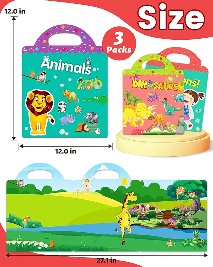 Walenced Reusable Sticker Book for Toddlers, Stickers for Kids, Toddler Sticker Book, Toddler Craft Activities, Toddler Travel Toys Boy Girl Birthday Gifts