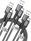 JSAUX USB C Cable 3.1A Fast Charging, 3-Pack (10ft+6.6ft+3.3ft) USB A to Type C Charge Cord Compatible with iPhone 17/17 Pro/17 Pro Max, iPhone 16/16 Pro Max, Samsung S22 S20, USB C Charger(Grey)