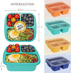 TOUWMX Bento Box For Kids, 4 Pack 3 Compartments Lunchable Meal Prep Containers Lunch Containers, Reusable Snack Containers with Lids, Snack Boxes for School, Work, and Travel