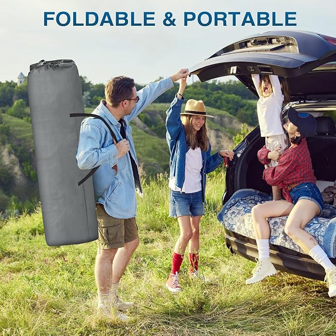 ZENPETIO Oversized XXL Folding Camping Cot, Heavy Duty Sleeping Cot for Adults with Mattress and Pillow, Portable Cot Bed with Carry Bag for Outdoor Camp Travel Home Guest Office, Blue
