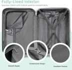6 Piece Luggage Sets with Bags, Lightweight Expandable Checked Luggage Sets, Hardshell ABS Spinner Wheels Carry on Suitcase with TSA Lock, for Travel, Women Men (Mint Green, 18/20/24/28inch+2bags)