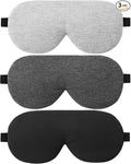 ALASKA BEAR 3 Pack Sleep Eye Masks Organic Cotton Cool Bamboo, 100% Light Blocking, Lightweight for Home or Travel Use (Black, Grey, Silver)