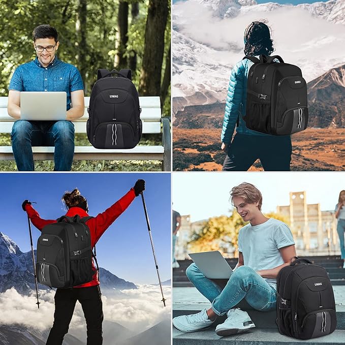 18.4 inch Laptop Backpack,Extra Large Backpack for Men 55L ,Water Resistant Travel Backpack with USB Charging Port,TSA Friendly Big Business Anti Theft Computer Bag Work College School Bookbags,Black