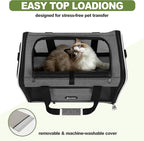 GAPZER Cat Carrier 18x11x11 Top Load Soft Pet Travel Bag Over 15 lbs, Collapsible Small Dog Puppy Crate 10 Pounds, Small Animal Rabbit Kennel Carrying Case, Kitten Mesh Cage Medium Cat Under 25 Grey