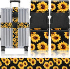 Slohif Luggage Straps for Suitcases Travel Belt Accessories Luggage Connector Identifiers 2 Pack Over Handle with Buckle Unique Nylon Adjustable Strap for Sleeping Bag Car Seat Sunflower