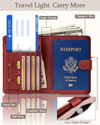 Slohif Passport Wallet Holder Cover for Travel - Women Men RFID Blocking Passport Book Case Protector, Blue Cute Stripe Leather Personalized Organizer Slim Carrier Boarding Pass Cards Slots
