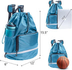 Swim Beach Sports Drawstring Backpack - Gym Bag with Shoes Compartment and Waterproof Pocket for Gym Accessories, Swim Essentials - Kids Mens Beach Workout Bag