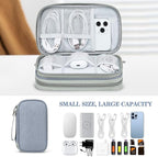 FYY Electronic Organizer, Travel Cable Organizer Bag Pouch Electronic Accessories Carry Case Portable Waterproof Double Layers Storage Bag for Cable, Charger, Phone, Earphone, Medium Size, Light Grey