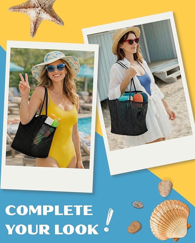 Beach Tote Bag for Women – Waterproof Mesh Tote Bag, Large Capacity Sandproof Beach Bags for Travel