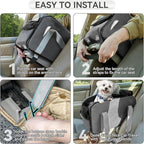 PETSFIT Multipurpose Center Console Dog Car Seat, Airline Approved Dog Car Carrier with Safety Tether and Pockets, Portable Cat Car Seat, Dog Car Seats for Small Dogs, Cats Up to 9 LBS (Deep Grey)