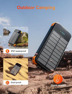 MINRISE Solar Power Bank 40000mAh, Portable Charger PD 20W Fast Charging Solar Charger Power Bank Built in 4 Cables and USB-C in/Output, Camping Essentials External Battery Pack with Flashlights