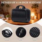 GDFStudio 14/20 Inch 2 Piece Luggage Set with Front Opening Design, ABS Hard Shell Spinner Suitcase with Combination Lock,360° Silent Wheels, Retractable Handle, and 14” Portable Cosmetic Case,Black