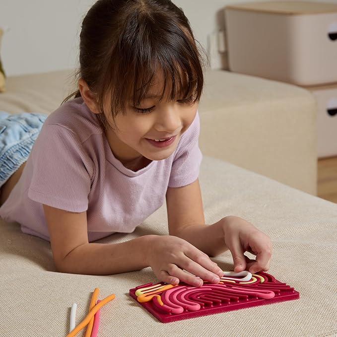 Pushpeel Sensory Activity Board: Silicone Fidget Toy for Calming, Stress, Anxiety, ADHD & Autism | Silent, No Mess | Kids 3+ & Adults | Includes Portable Travel Bag & 11 Strings (Granite)