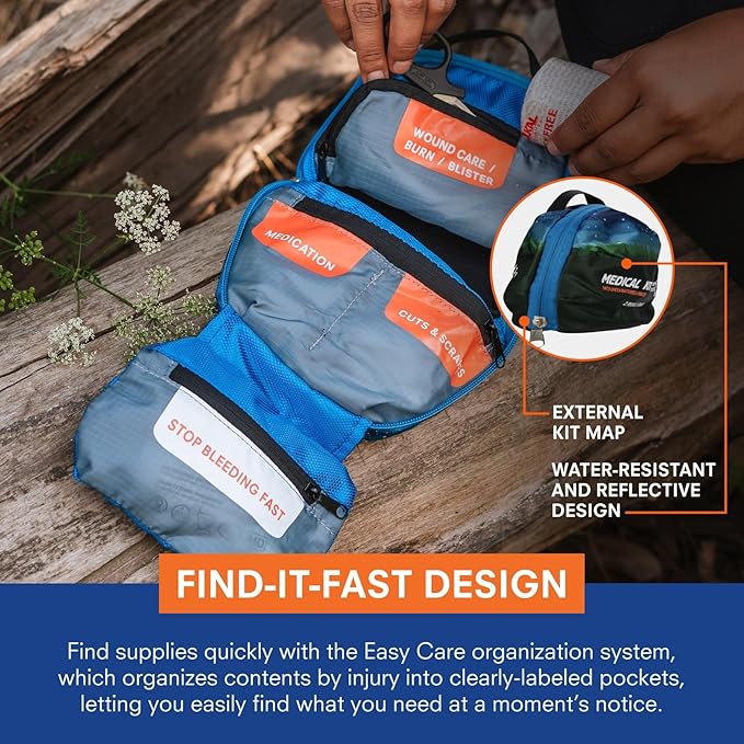 Adventure Medical Kits Mountain Series Medical Kit - Hiker - Emergency Medical First Aid Kit - for 2 People for 2 Days - Comes with a Trauma Pad, Medicine, Guide Book & More - Forest