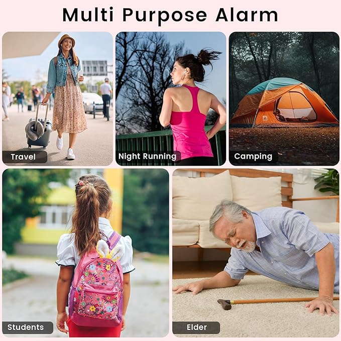TIPSEAN Personal Safety Alarm - 135dB Ultra Loud Siren with LED Strobe Light, USB-C Rechargeable, Compact Keychain Alarm for Women/Men, Emergency Flashlight & Vibration Alert(Pink)
