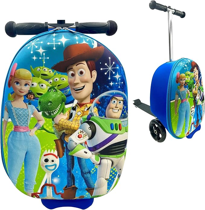 Fast Forward Toy Story 18" Ride-On Suitcase Scooter - Lightweight Carry-On Foldable Scooter Luggage