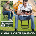 Ultra-Thin Portable Folding Stool - 1.97" Slim Fold, 0.99LB Lightweight, 200LB Capacity Camping Chair for Adults, Compact Collapsible Seat for Outdoor Fishing, Hiking, Events & Queue（Black）