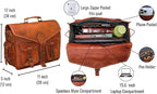 15" leather messenger bag laptop case office briefcase gift for men computer distressed shoulder bag