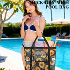 Fammart Mesh Beach Bag, Large Beach Tote with Zipper Pocket, Toys Pool Bag for Family Travel Vacation Cruise Essentials