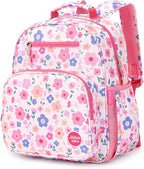 mibasies Kids Backpack for Girls: Girls Backpack 5-8 - Kindergarten Elementary School Bookbag for Girl - Floral Pink