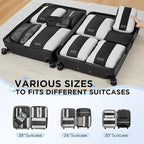 10 Set Compression Packing Cubes for Travel Essentials,Compressible Expandable Packing Cubes for Suitcase,OlarHike Luggage Organizer Bags for Travel,Handy Helper for Organizing Clothes(Black)