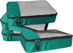 WTREE 4-Piece Packing Cubes Travel Accessories Set for Suitcases - Luggage Organizer Bags with Double Zipper - Mesh Top - Medium - Green