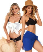 CHICGAL 2 Pieces Women Beach Sarong Bathing Suit Wrap Skirt Sheer Bikini Swimsuit Cover Ups for Swimwear