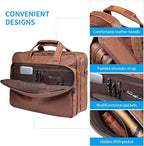 seyfocnia Leather Laptop Bag, Men's 15.6 Inche 17.3 Inche Messenger Briefcase Business Satchel Computer Handbag Shoulder Bag