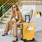 Krute Carry On Luggage 20 inch Aluminum Frame Luggage with Spinner Wheels Hardshell No Zipper PC+ABS TSA Lock Zipperless Suitcases Yellow