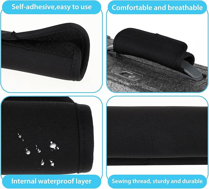 2 Pack Luggage Handle Wraps for Suitcase, Bright Color Comfort Soft Handle Covers Suitcase Luggage Handle Wrap Luggage Tag Wraps Travel Accessories (Black)