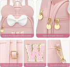 KKXIU Girls Initial Bowknot Cute Mini Backpack for Toddler, Travel Small Girl Backpacks, Personalized Birthday Gifts for Little Girls and Kids(W, Pink)