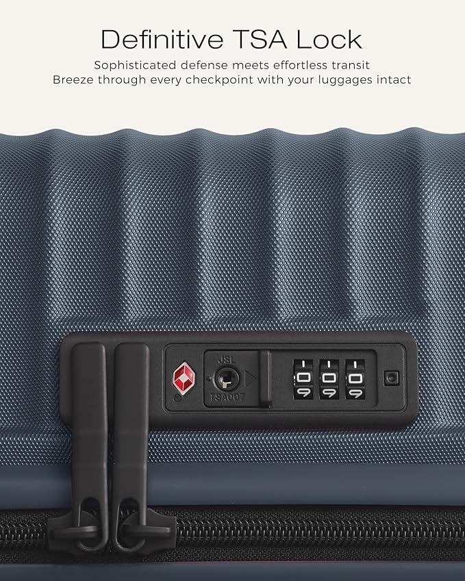 Coolife Hardside Luggage Upgrade Durable PC Lightweight Travel Suitcases with Dual Spinner Wheels & TSA Lock (Navy, Checked-Medium 24-Inch)