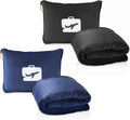 EverSnug Travel Blanket and Pillow Value Pack – Premium Soft & Lightweight | 2 in 1 Compact Blanket for Airplane, Car, Kids and Women | Color Includes Black & Navy Blue