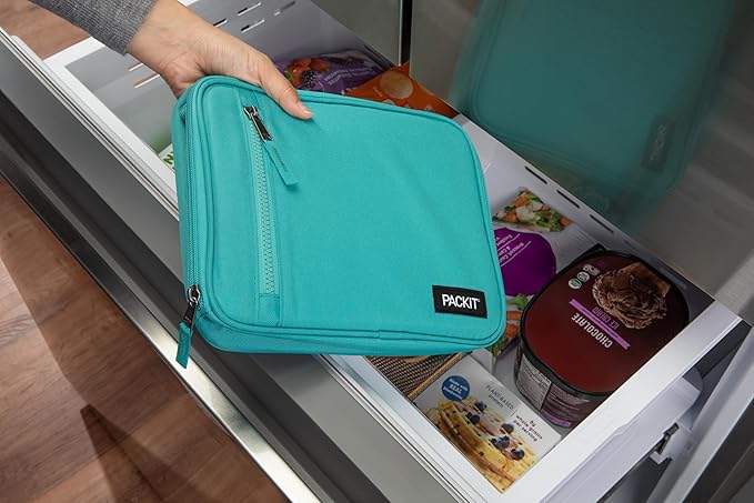 PackIt(R) Freezable Classic Lunch Box, Teal, Built with EcoFreeze(R) Technology, Collapsible, Reusable, Zip Closure With Zip Front Pocket and Buckle Handle, Designed for Fresh Lunch On the Go
