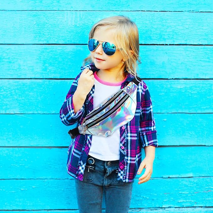 Frienda 2 Pieces Holographic Fanny Pack for Women Colorful Sport Waist Bag Pack
