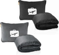 EverSnug Travel Blanket and Pillow Value Bundle - 2 in 1 Airplane Blanket with Soft Bag Pillowcase, Hand Luggage Sleeve and Backpack Clip | Color Includes Black & Grey
