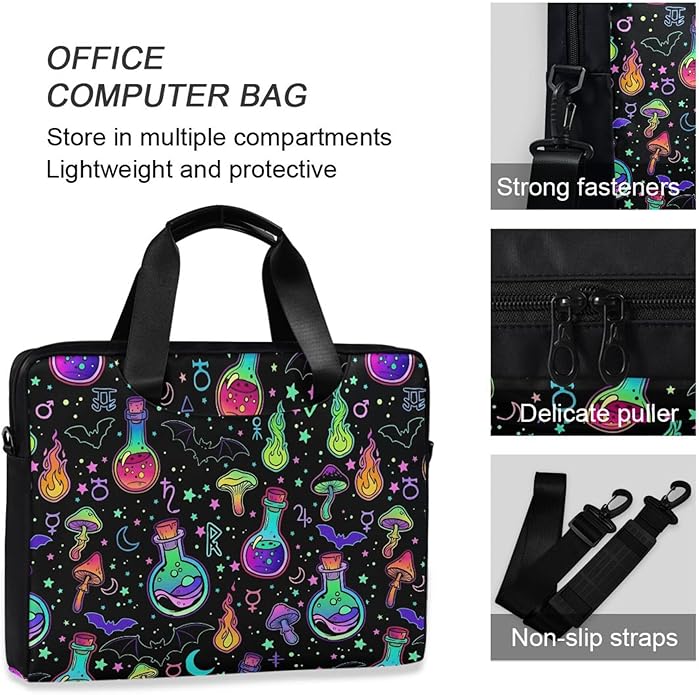 MNSRUU Laptop Bag for 15.6 inch Black Gothic Bats