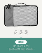 WTREE 4-Piece Packing Cubes Travel Accessories Set for Suitcases - Luggage Organizer Bags with Double Zipper - Mesh Top - Small - Dark Grey