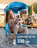 Docusvect Beach Chair with Canopy Shade, Folding Camping Chair with Canopy with Cup Holder, Side Pocket for Camp, Beach, Tailgates, Fishing - Support 330 LBS