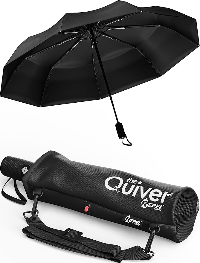 Repel Windproof Travel Umbrella - Compact & Withstands Winds up to 100MPH , Strongest Premium Auto Folding Umbrella for Rain and Sun - Durable, Light & Portable for Women & Men , Fits Backpack & Cars