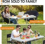 Portal Camping Table with Expandable Tabletop, 37" to 51.2" Adjustable Length Aluminum Folding Table, Large for 2-6 Person, Design with Storage Mesh & Carry Bag for Car Camping, Backyard, Tailgating