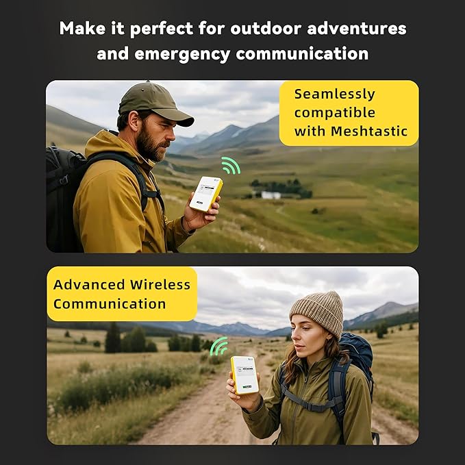 Heltec Meshtastic & LoRa Compatible Magnetic Power Bank with nRF52840 and SX1262 Chips E-Ink Display, Wireless Charging 5000mAh for Outdoor Emergency - MeshPocket Qi2 (Yellow)