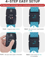 Travelkin Luggage Straps for suitcases TSA Approved,Adjustable Luggage Belts with Lock Fit 18-32 inch Suitcases(Lock Grain-Blue-TSA)