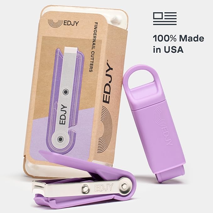 EDJY Fingernail Cutter - Precision Stainless Steel Nail Cutter for Fingernails | Sharp Blade, Ergonomic Design, Durable & Rust-Resistant | Ideal for Men and Women | Lilac