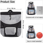 Swim Bag for Kids Mesh Beach Backpack for Boys Lightweight Drawstring Beach Bag Swimming Pool Sports Gym String Bag (Black)