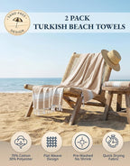 LANE LINEN Oversized Beach Towels, 2 Pack Turkish Towel Set for Adults, Lightweight, Quick Dry, Absorbent & Sand Proof, 39"x71" Pool Towels – Beige