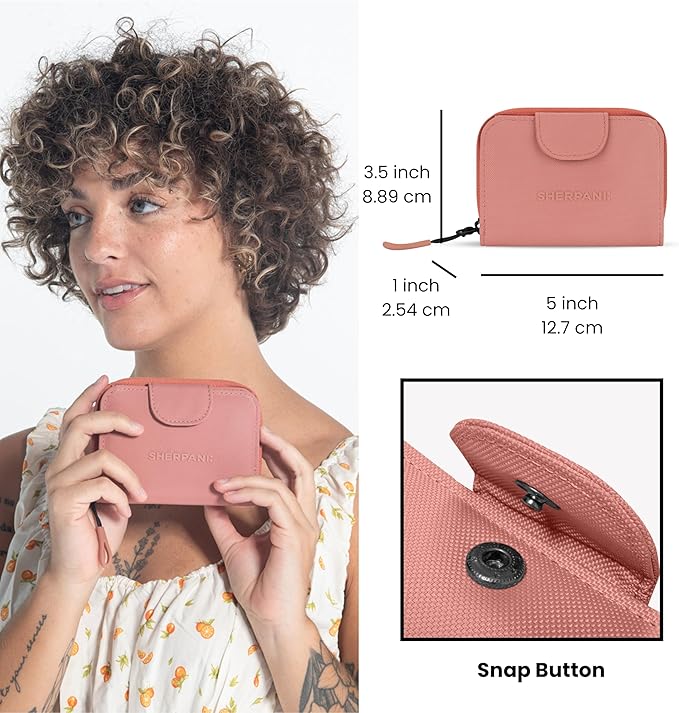 Sherpani Barcelona, Nylon Bifold Zipper Pocket Wallet for Women, Travel Bag, RFID Protection