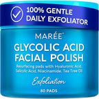MAREE Glycolic Acid Pads – Toner Pads for Face Cleansing – Exfoliating Pad with Tea Tree Oil, Salicylic Acid & Vitamins E, B3, B5 – Acne Clearing, Skin Pore Resurfacing & Radiance Device - 80 Count
