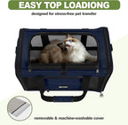 GAPZER Cat Carrier 18x11x11 United Airline Approved, Top Loader Heavy Duty Softshell Pet Flying Bag 18lbs, Small Dog Chihuahua Crate 5-10 Pounds, Kitty Transport Kennel, Miniature Poodle Case Navy