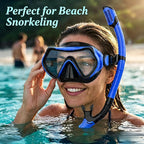 Snorkeling Gear for Adults, JRing Snorkel Mask Set with 180 Degree Tempered Glass Anti Fog Goggles Scuba Dry Top Snorkel for Swimming, Scuba Diving Mask for Men Women